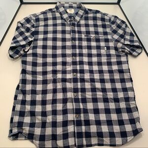 Vans Shirt Adult Size Large Blue Plaid Short Sleeve Button Down Men